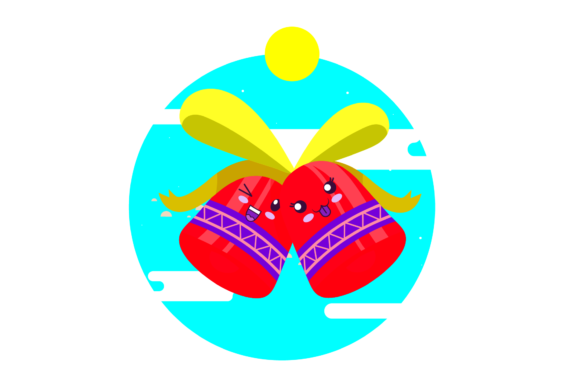 Download Christmas Two Kawaii Bells Ribbon Circle - Premium Resources